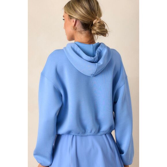 Spanx AirEssentials  Cropped Hoodie Size M Cornflower Blue $128 - Picture 6 of 10